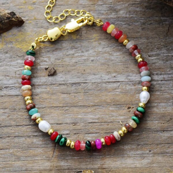Pulsera árabe de la Mezquita de Córdoba con jaspe, malaquita y perlas