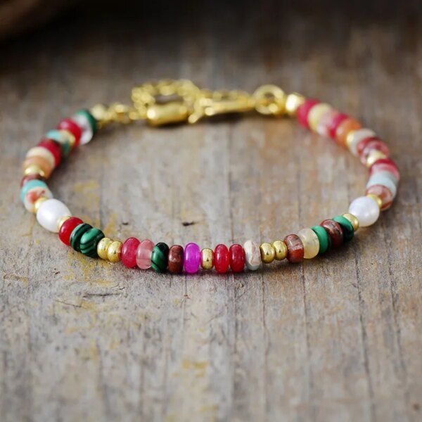 Pulsera árabe de la Mezquita de Córdoba con jaspe, malaquita y perlas