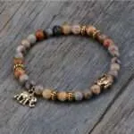 Pulsera budista con símbolo Buda y Ganesha con cuentas de jaspe