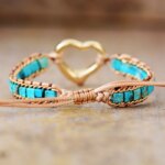 Pulsera delicada del corazón bravo con piedritas de jaspe