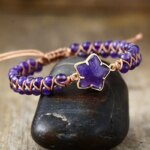 Pulsera de la flor perenne de mi vida con amatista o cuarzo rosa