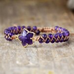 Pulsera de la flor perenne de mi vida con amatista o cuarzo rosa