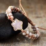 Pulsera de la flor perenne de mi vida con amatista o cuarzo rosa