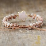 Pulsera de la flor perenne de mi vida con amatista o cuarzo rosa