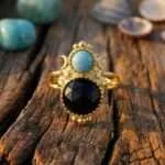 Anillo de mis soles y mis lunas con piedras de amazonita, amatista o ágata