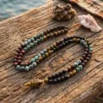 Conjunto Japa Mala 108 cuentas con Ojo de Tigre, Ónix y Turquesa Africana