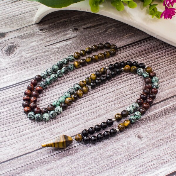 Conjunto Japa Mala tibetano 108 cuentas con 4 piedras fundamentales