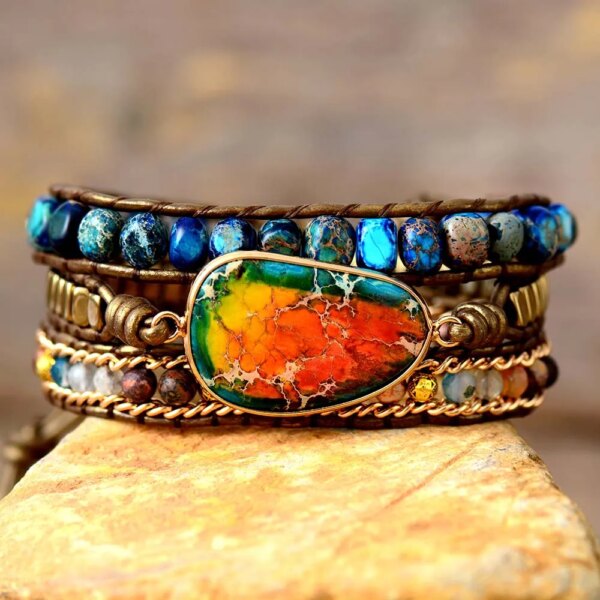 Pulsera de los amaneceres contigo con piedras naturales de jaspe y ónix