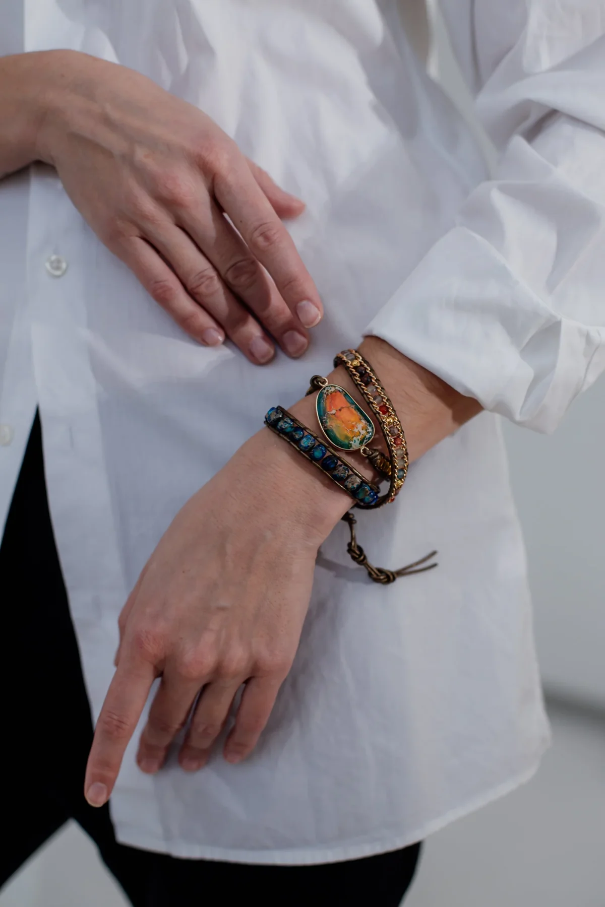 Pulsera de los amaneceres contigo con piedras naturales de jaspe y ónix