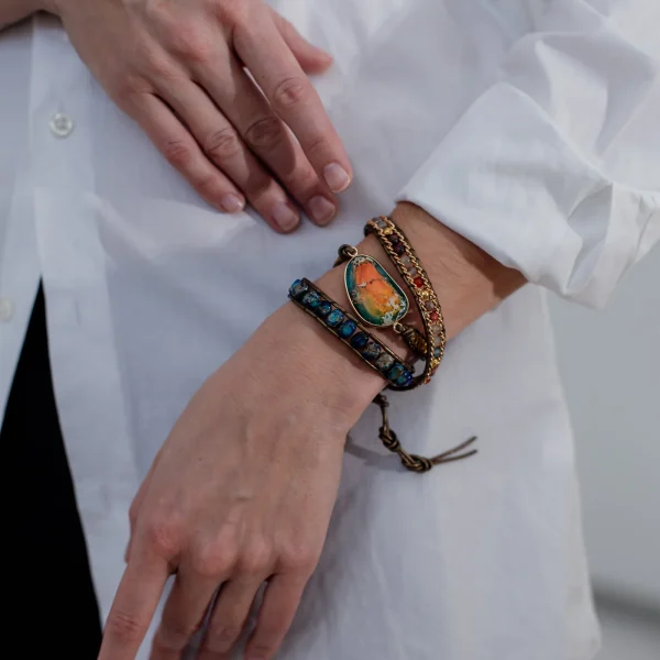 Pulsera de los amaneceres contigo con piedras naturales de jaspe y ónix