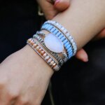 Pulsera boho de la liberación de la angustia con ópalo, jade y jaspe