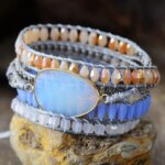 Pulsera boho de la liberación de la angustia con ópalo, jade y jaspe