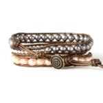 Pulsera elegante del vaivén de las olas con perlas de agua dulce y hematita