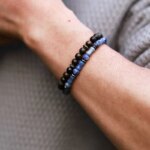 Conjunto de pulseras del buen alquimista con broncita y amazonita azul