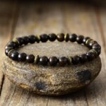 Conjunto de pulseras del buen alquimista con broncita y amazonita azul