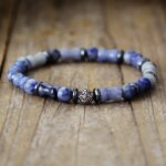 Conjunto de pulseras del buen alquimista con broncita y amazonita azul