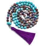 Collar Japa Mala 108 cuentas con turquesa, jaspe imperial y cara de buda