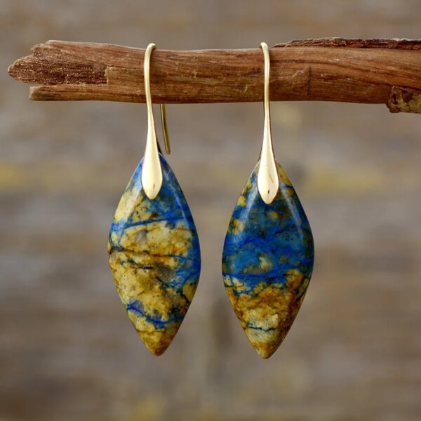Pendientes vintage de las lagunas de mi nostalgia con piedras de jaspe