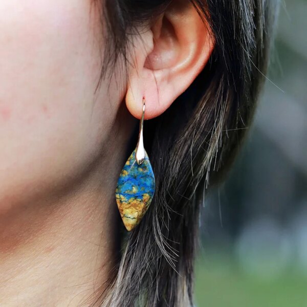 Pendientes vintage de las lagunas de mi nostalgia con piedras de jaspe