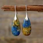 Pendientes vintage de las lagunas de mi nostalgia con piedras de jaspe
