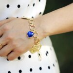 Pulsera con 4 corazones de mi aprendizaje constante con lapislázuli