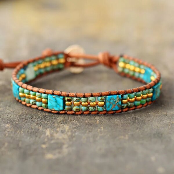 Pulsera silvestre de los reflejos del campo con piedras de jaspe