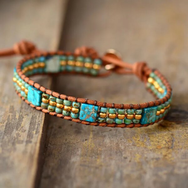 Pulsera silvestre de los reflejos del campo con piedras de jaspe