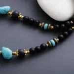 Collar bohemio para hombre con piedras naturales de turquesa en bruto