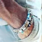 Conjunto de 3 pulseras bohemias para hombre de madera y jaspe