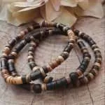 Conjunto de 3 pulseras bohemias para hombre de madera y jaspe