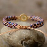 Pulsera de la protección al mal de ojo con jaspe, nácar y circonita