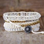 Pulsera vegana del oleaje cristalino con piedras de cuarzo cristal