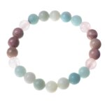 Conjunto Japa Mala 108 con amazonita, cuarzo cristal, cuarzo rosa y rodonita