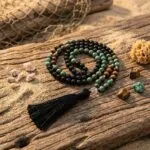 Conjunto Japa Mala 108 con ojo de tigre, turquesa africana, ónix negro y cuarzo