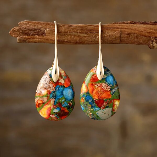 Pendientes de mi paleta de colores con piedras naturales de jaspe