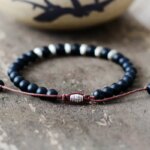 Pulsera unisex de la evolución con turquesa africana o ágata negra