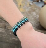 Pulsera unisex de la evolución con turquesa africana o ágata negra