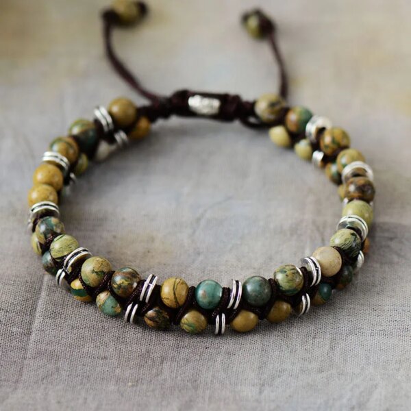 Pulsera unisex de mi vida nómada con cuentas de piedras de jaspe