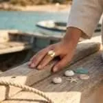 Anillo de la Circulación Energética con Nácar y Acero Inoxidable Dorado
