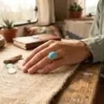 Anillo de la fuerte lealtad con turquesa estabilizada y circonita
