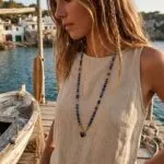 Collar del cielo estrellado con corazón de lapislázuli y piedras naturales