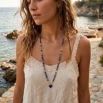 Collar del cielo estrellado con corazón de lapislázuli y piedras naturales