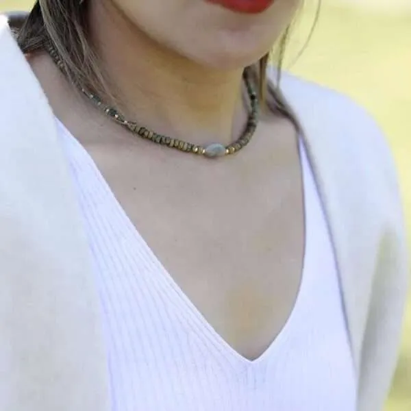 Collar boho de la culminación de mi proyecto vital con jaspe y labradorita