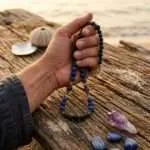 Collar boho para hombre con piedras de turquesa africana o lapislázuli