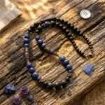 Collar boho para hombre con piedras de turquesa africana o lapislázuli