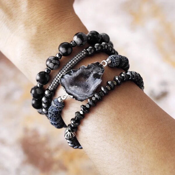 Conjunto de pulseras para hombre con gemas de la exploración a lo desconocido