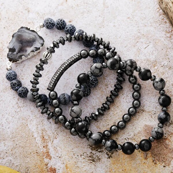 Conjunto de pulseras para hombre con gemas de la exploración a lo desconocido
