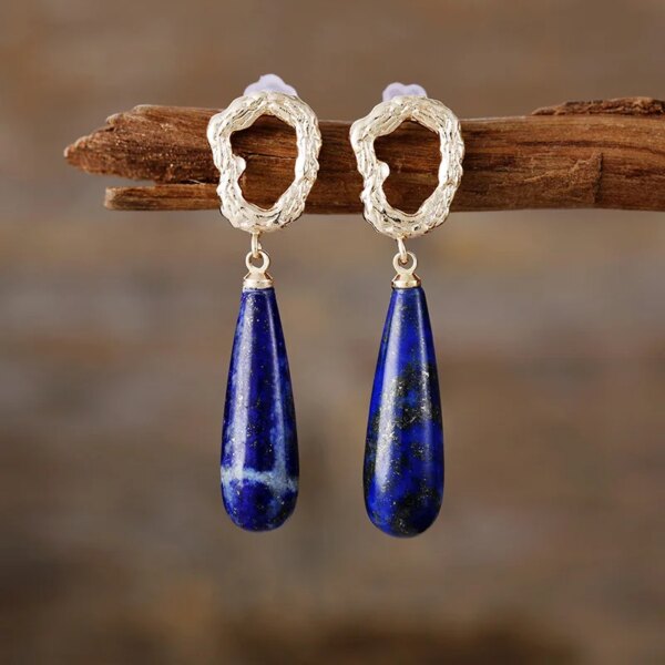 Pendientes de diseño bohemio con 3 gemas poderosas y equilibrantes