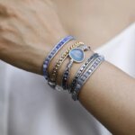 Pulsera boho chic de la fortaleza del espíritu con cuarzo rosa o ágata