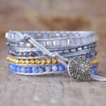 Pulsera boho chic de la fortaleza del espíritu con cuarzo rosa o ágata